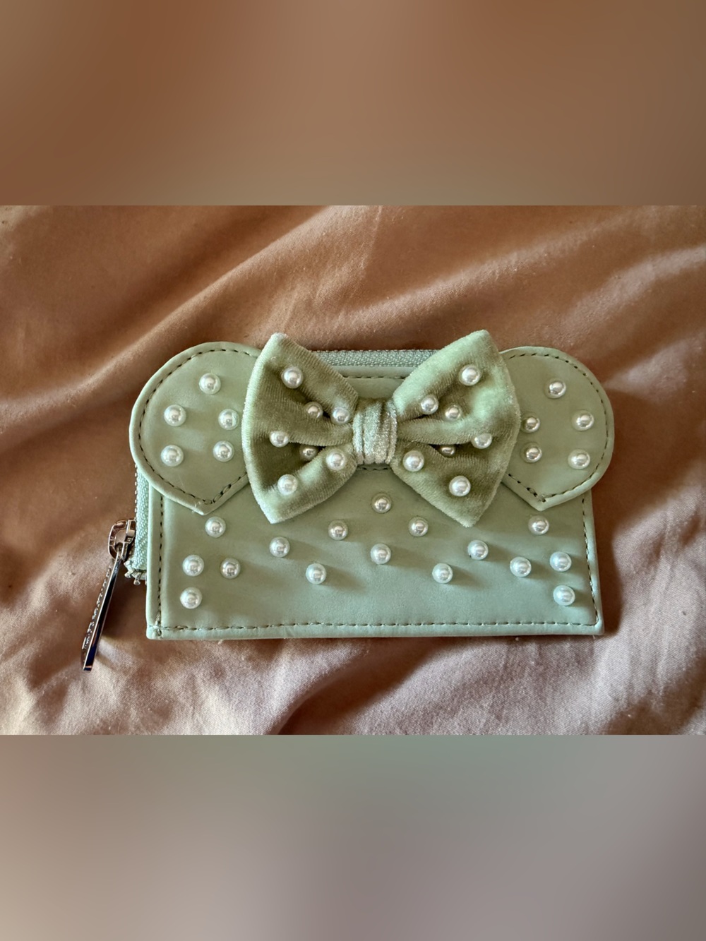 Loungefly Mint Pearl Bow Card Holder Wallet